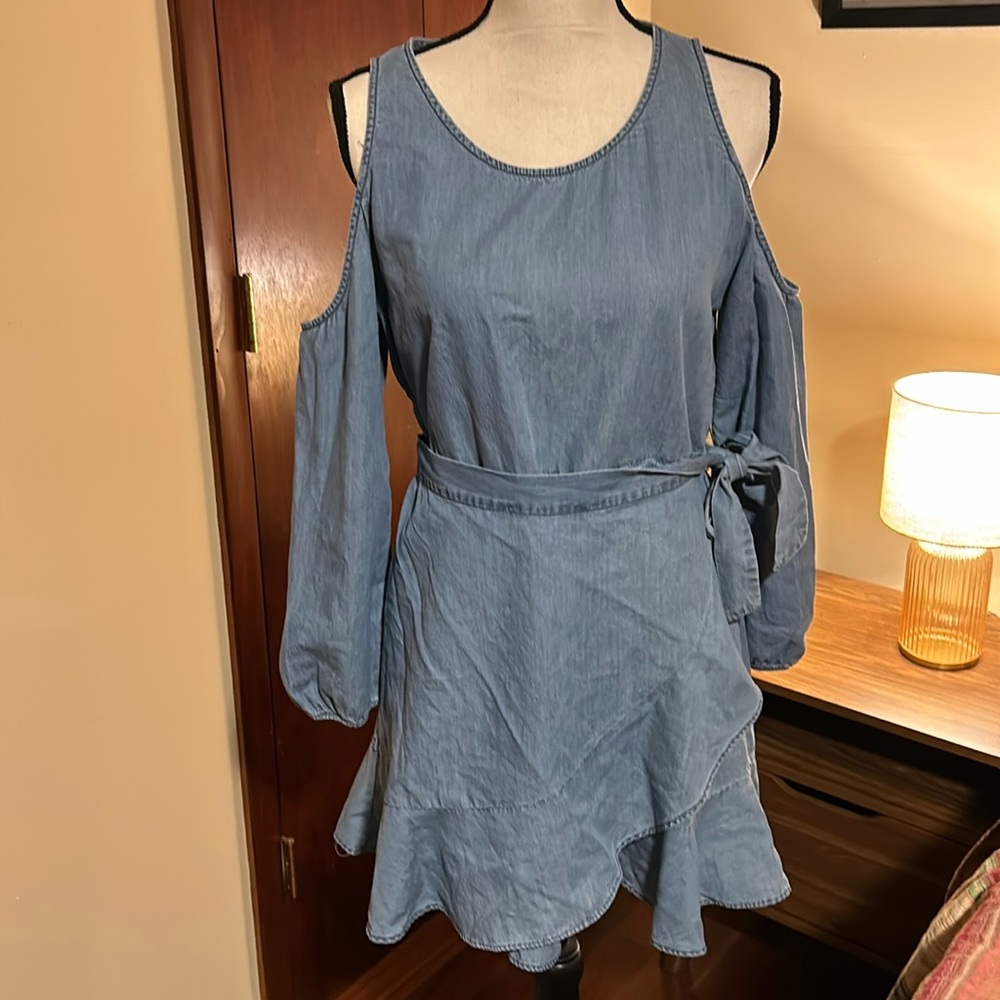 Express petite medium soft denim dress